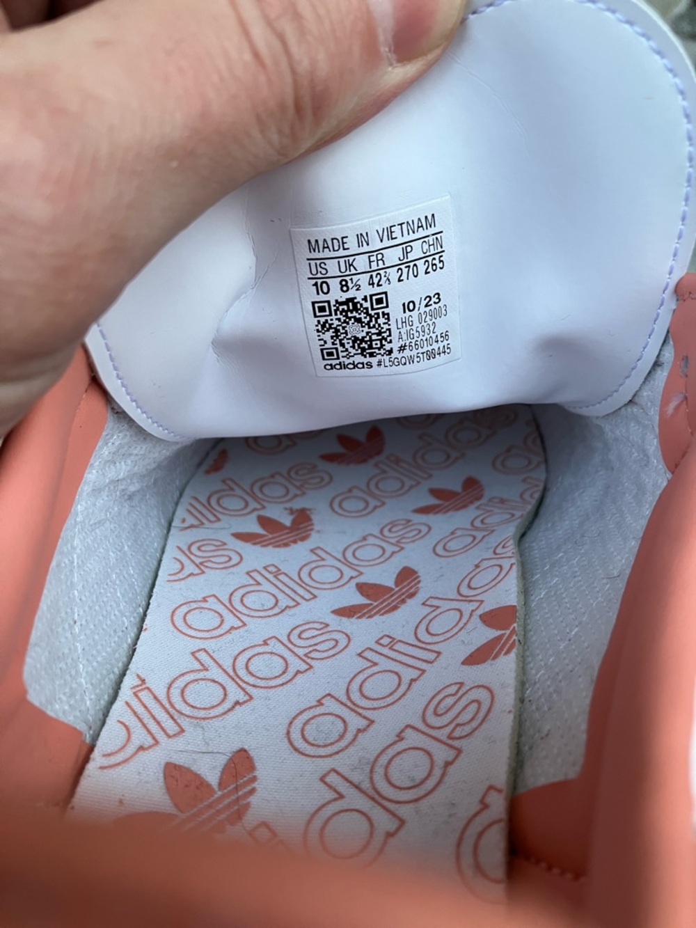 Adidas Samba Leather Sneakers in White & Coral - Picture 16 of 16